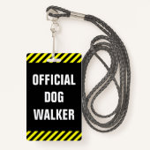 "OFFICIËLE DOG WALKER"; Zwart, gele stripes Badge (Voorkant met draagriem)