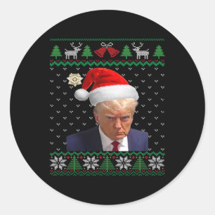 Officiële Donald Trump-Mok schoot Lelijke Kerst Ronde Sticker