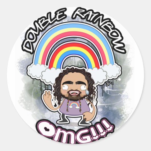 OFFICIËLE Double Rainbow Stickers! Ronde Sticker (Voorkant)