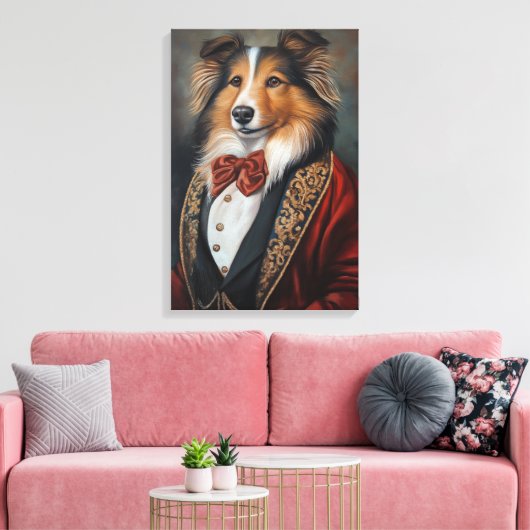 Officiële Draag Tuxedo Shetland Sheepdog | Sheltie Canvas Afdruk (Insitu (Woonkamer))