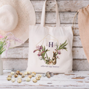 Officiële Egg Hunter   Floral Bunny Monogram Treat Tote Bag