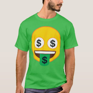 Officiële Emoji Geld Ogen Tong Geld Geel Smi T-shirt