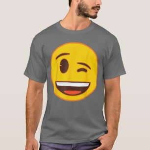 Officiële Emoji Knipoog Winkende Gele Glimlach Gez T-shirt