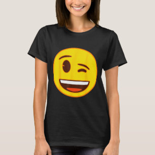 Officiële Emoji Knipoog Winkende Gele Glimlach Gez T-shirt
