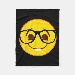 Officiële Emoji Nerd Bril Gele Glimlach Gezicht  Fleece Deken