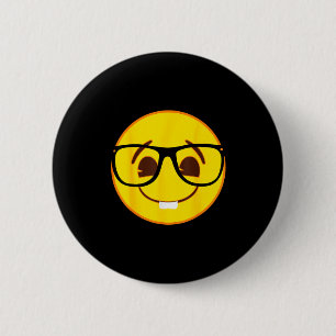 Officiële Emoji Nerd Gles Gele Glimlach Gezicht Ronde Button 5,7 Cm