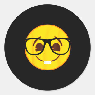 Officiële Emoji Nerd Gles Gele Glimlach Gezicht  Ronde Sticker