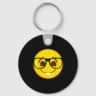 Officiële Emoji Nerd Gles Gele Glimlach Gezicht  Sleutelhanger
