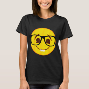 Officiële Emoji Nerd Gles Gele Glimlach Gezicht T-shirt