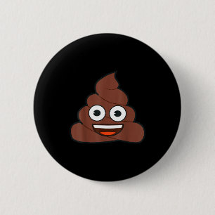 Officiële Emoji Poep Gelukkig Geel Glimlach Gezich Ronde Button 5,7 Cm