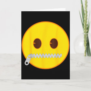 Officiële Emoji Zip Mond Geel Lach Gezicht Kaart