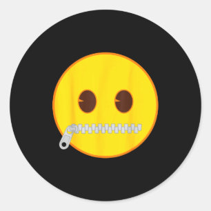 Officiële Emoji Zip Ritssluiting Mond Gele Glimlac Ronde Sticker