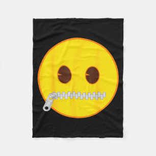 Officiële Emoji Zip Zipper Mond Gele Smile Face Fleece Deken