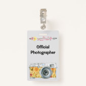 Officiële fotograaf met  camera badge (Achterkant met clip)