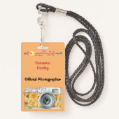 Officiële fotograaf met  camera-badge badge (Achterkant met draagriem)