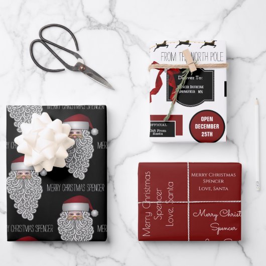 Officiële geschenk van Santa Personalized Inpakpapier Vel (Voorkant)