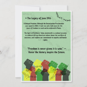 Officiële Juneteenth Vrijheidsdag Definitie Poster Bedankkaart
