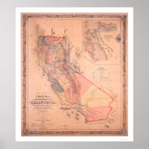 Officiële kaart van Californië Poster