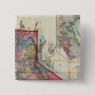 Officiële kaart van de staat Californië Vierkante Button 5,1 Cm