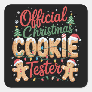 Officiële Kerst Koek Tester Crew Bakken Xmas Vierkante Sticker