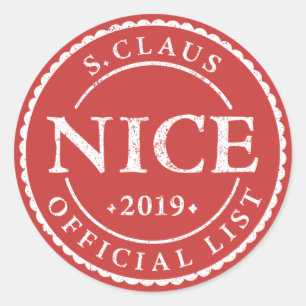 Officiële Kerstman Nice Lijst Vakantie Kerstmis Ronde Sticker