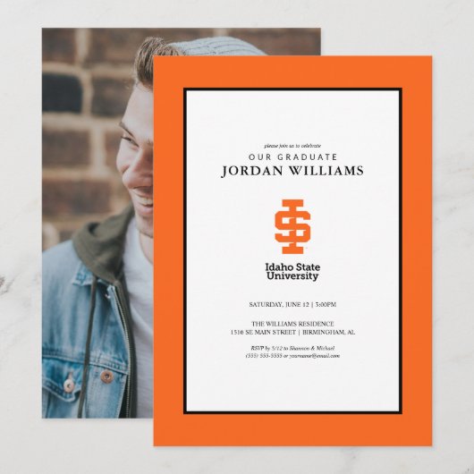 Officiële logo-ontwerp van Idaho State University Aankondiging (Voorkant / Achterkant)