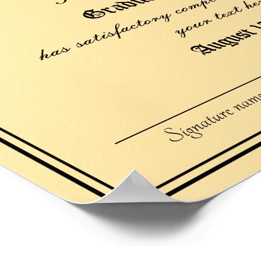 Officiële middelbare school diploma sjabloon poster (Hoek)