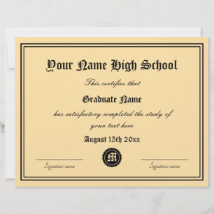 Officiële middelbare schooldiploma sjabloon