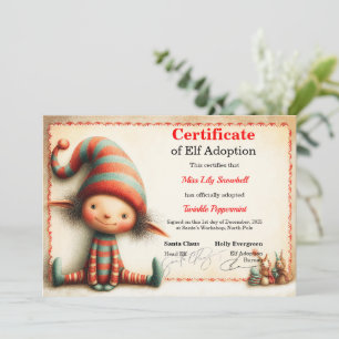 Officiële Noordpool Elf Adoptie Certificaat Kaart