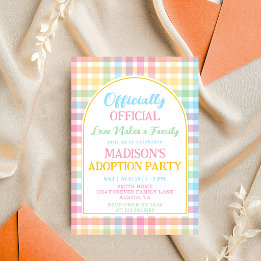 Officiële Officiële Pastel Plaid Adoptiefeest Kaart