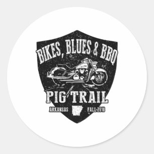 Officiële Pig Trail Bikes Blues BBQ Motorcycle Ronde Sticker