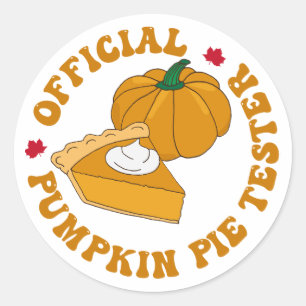 Officiële Pumpkin Pie Tester Funny Herfst Quote Ronde Sticker