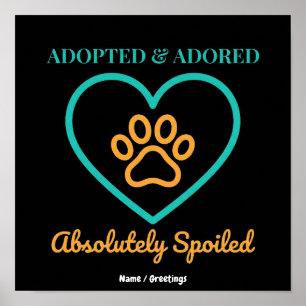 Officiële Reddingshuisdier Badge Geadopteerd Aange Poster