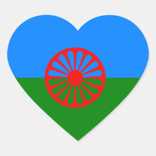 Officiële Romaanse zigeunervlag Hart Sticker