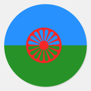 Officiële Romaanse zigeunervlag Ronde Sticker