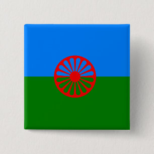 Officiële Romaanse zigeunervlag Vierkante Button 5,1 Cm