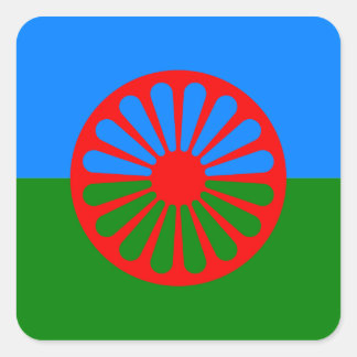 Officiële Romaanse zigeunervlag Vierkante Sticker