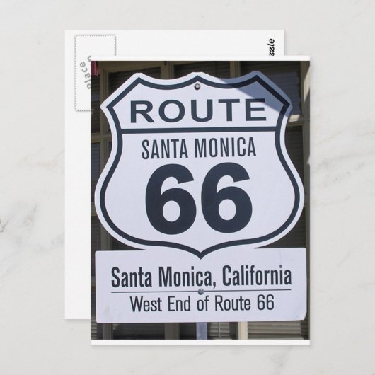 Officiële route 66 eindteken santa monica briefkaart (Voorkant / Achterkant)