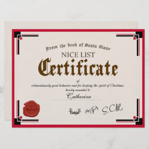 Officiële Santa Nice List Certificate Holiday Card Kaart