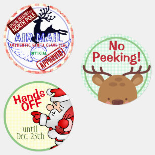 Officiële Santa Zegel, Niet Kijken, Afblijven Luch Labels
