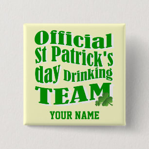 Officiële Sint Patrick's day drink team Vierkante Button 5,1 Cm