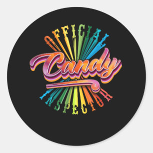 Officiële Snoep Inspecteur Halloween Costume Retro Ronde Sticker