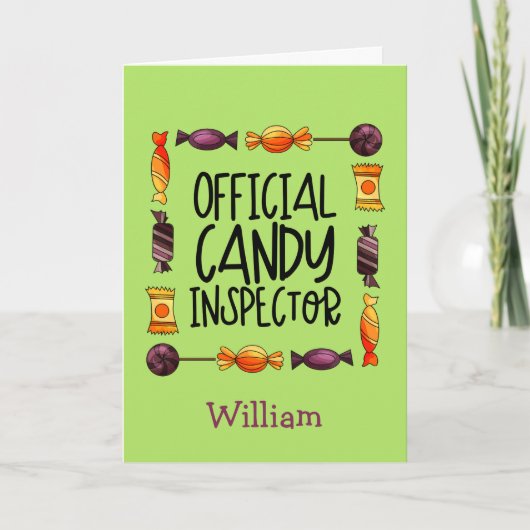 Officiële Snoep Inspector Halloween Wenskaart Kaart (Voorkant)