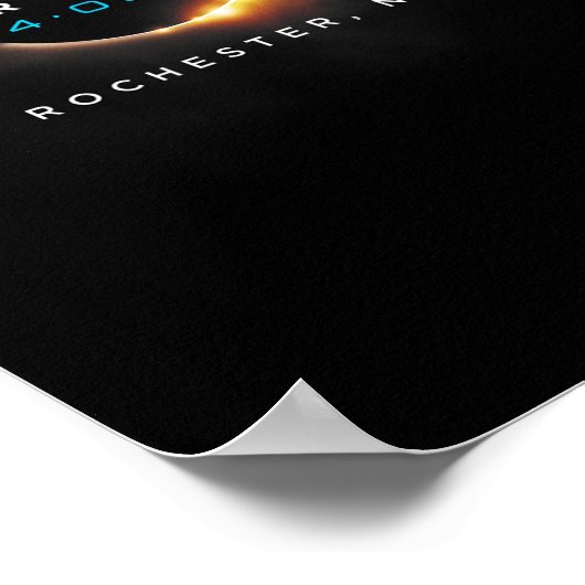 Officiële Solar Eclipse 2024 Rochester Poster (Hoek)
