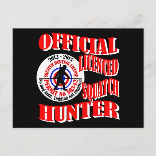 Officiële squatch hunter briefkaart (Voorkant)