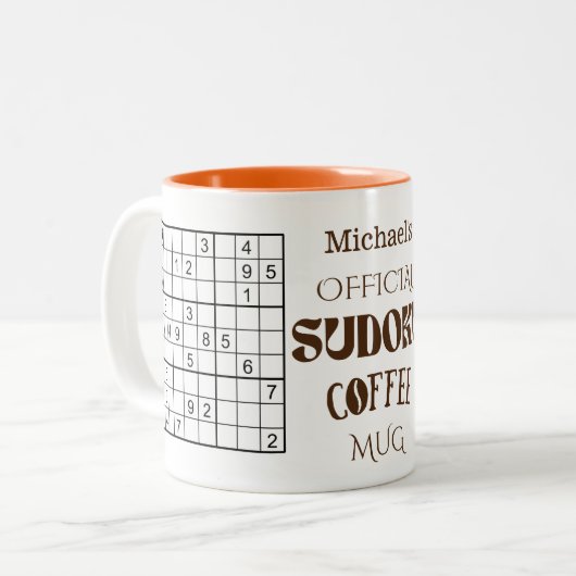 Officiële Sudoku Coffee-Mok voor puzzels Tweekleurige Koffiemok (Voorkant links)
