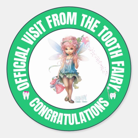 Officiële tandenfee bezoek Sticker voor kinderen (Voorkant)