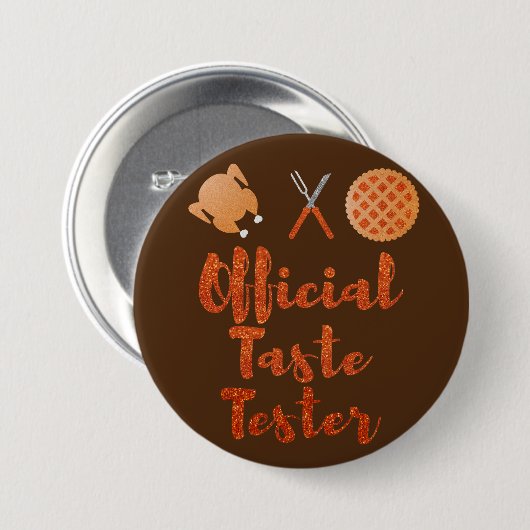 Officiële Thanksgiving Smaaktester Glitter Ronde Button 7,6 Cm (Voorkant /achterkant)