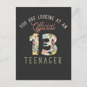 Officiële tiener 13e verjaardag 13 jaar oud meisje briefkaart