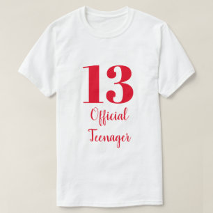 Officiële tiener 13e verjaardag Rode Witte Douane T-shirt
